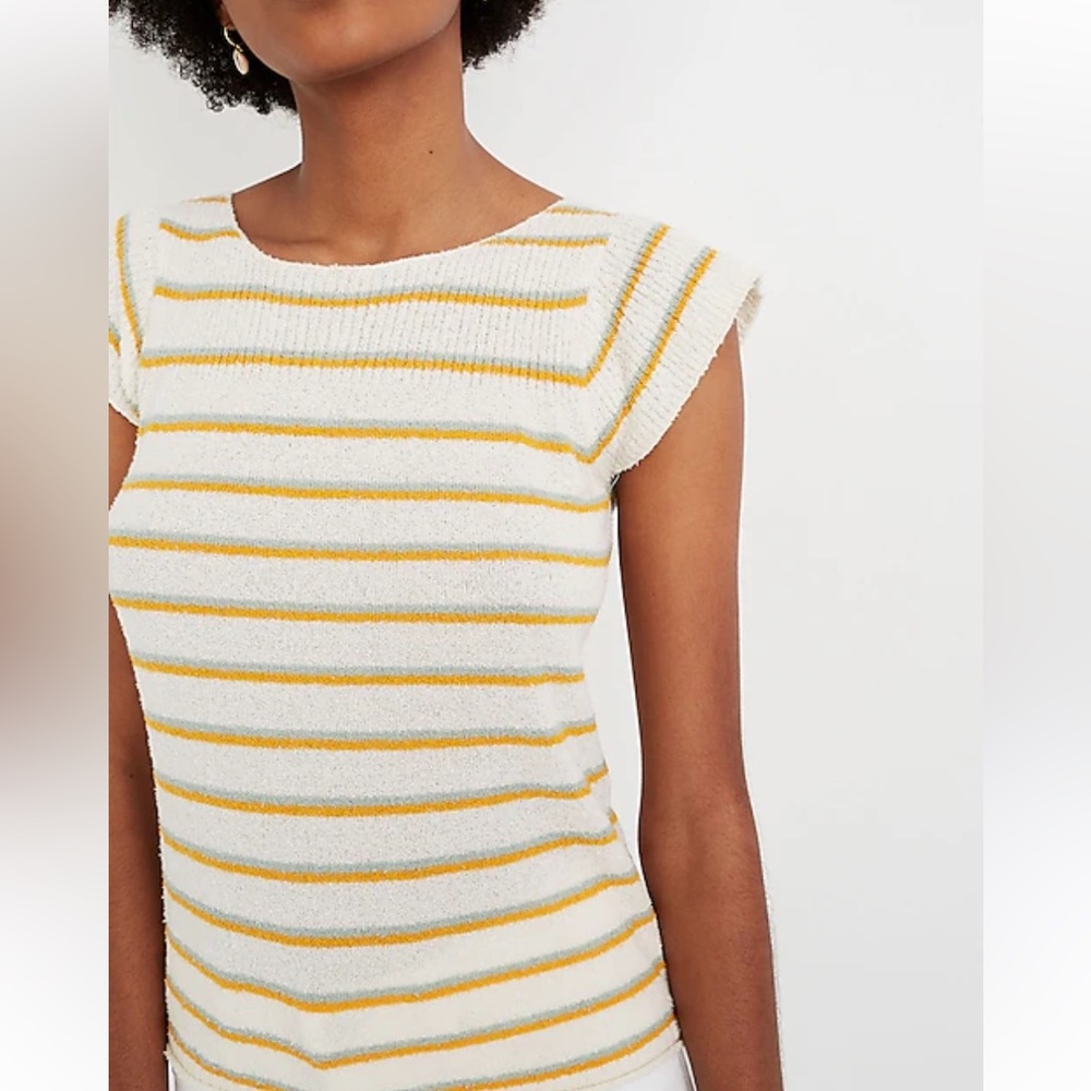 Madewell White and Yellow Striped Knit Tank